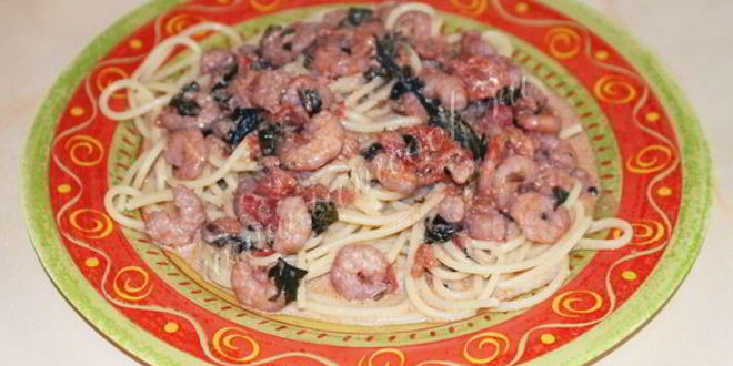 Рецепт спагетти с креветками в сливочном соусе