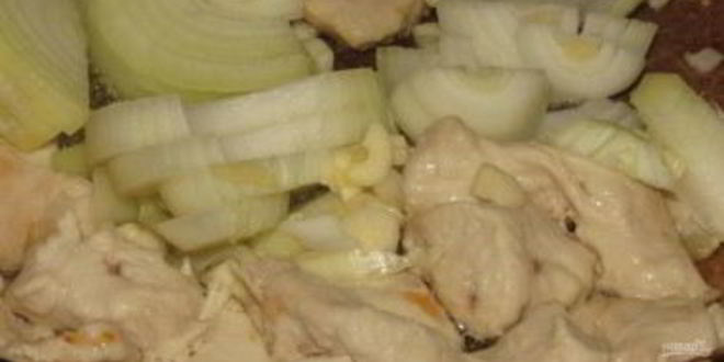 Рецепт спагетти с курицей в сметанном соусе