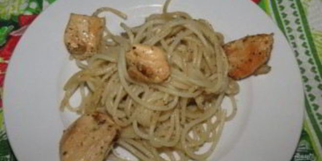 Рецепт спагетти с курицей в сметанном соусе