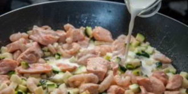 Рецепт спагетти с лососем под сливочным соусом