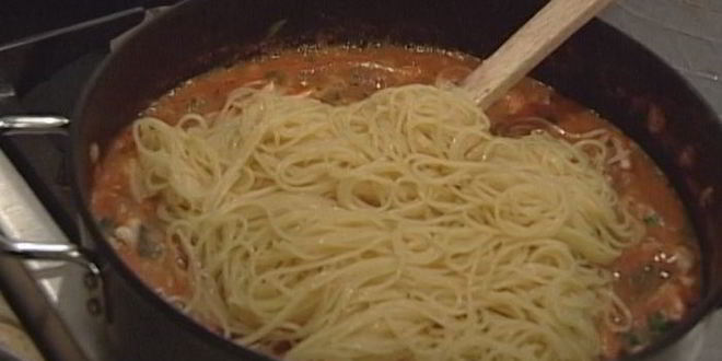 Рецепт спагетти с рыбой