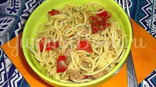 Рецепт Спагетти с тунцом, чоризо и перцем