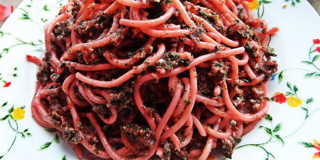 Рецепт свекольно-шпинатная пикантная паста