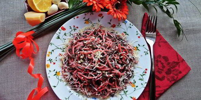 Рецепт свекольно-шпинатная пикантная паста