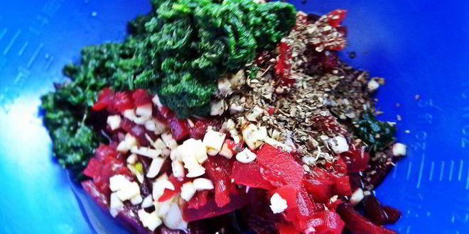 Рецепт свекольно-шпинатная пикантная паста