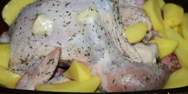 Рецепт чесночная курица с картофельными дольками