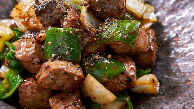 Рецепт Говядина с перцем на сковороде