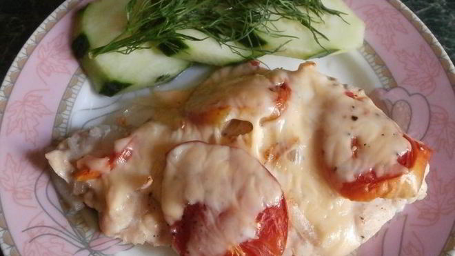 Рецепт Куриная грудка с помидорами в духовке