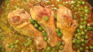Рецепт Куриные голени с зеленым горошком