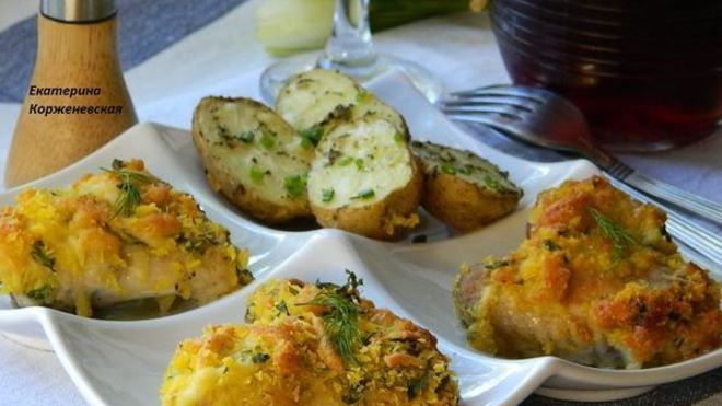 Рецепт Куриные крылышки в хрустящей, сырной шубке