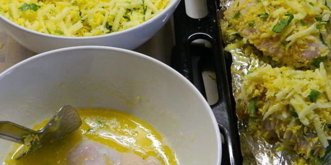 Рецепт куриные крылышки в хрустящей, сырной шубке