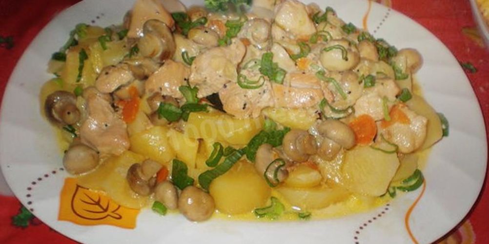 Как приготовить курица с консервированными шампиньонами