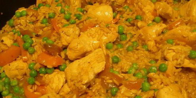 Рецепт курица с рисом и овощами по-испански