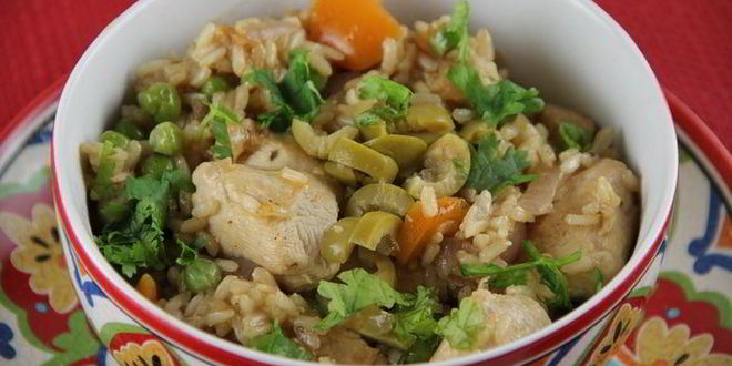 Рецепт курица с рисом и овощами по-испански