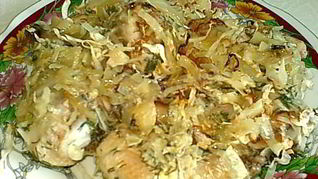 Рецепт Курица со свежей капустой в духовке
