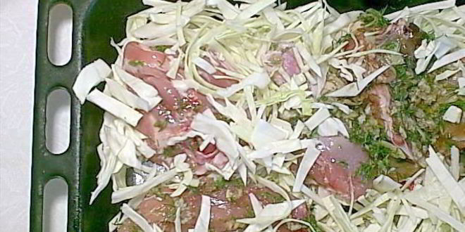 Рецепт курица со свежей капустой в духовке