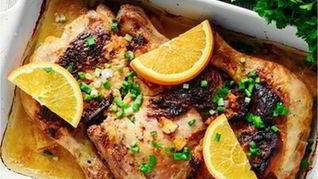 Рецепт Курица запеченная с киви и апельсином