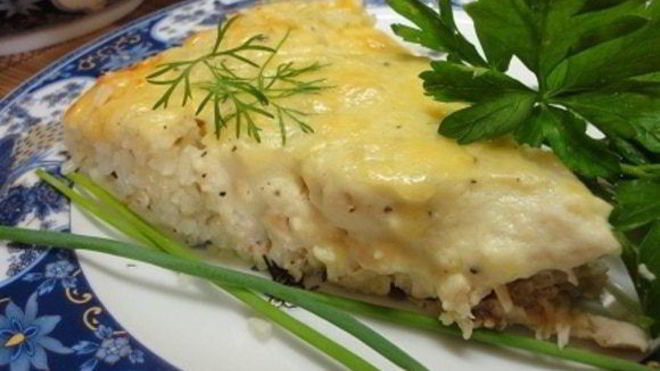 Рецепт Курица, запеченная с рисом и сыром
