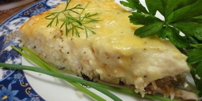 Рецепт курица, запеченная с рисом и сыром