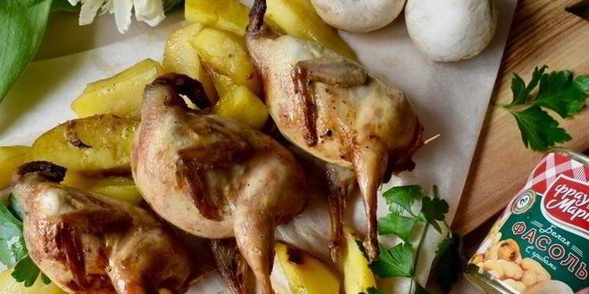 Рецепт перепелки, фаршированные фасолью и грибами