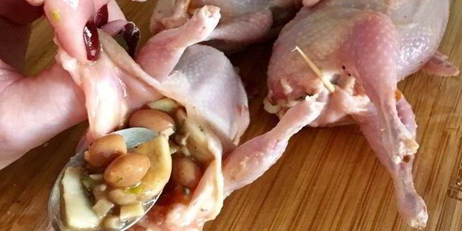 Рецепт перепелки, фаршированные фасолью и грибами