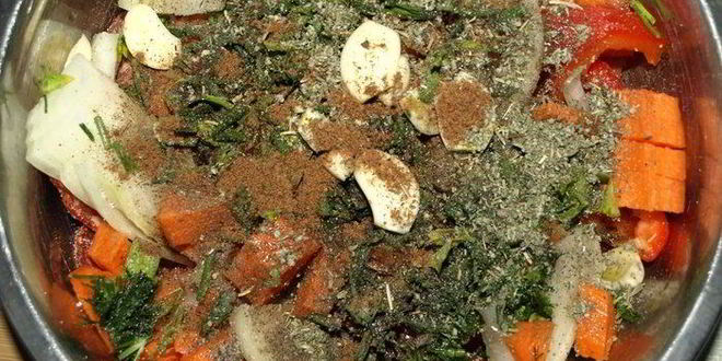 Рецепт телятина, томленная с чоризо и овощами