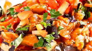 Рецепт Баклажаны с болгарским перцем и помидорами