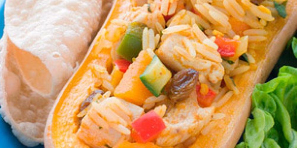 Как приготовить фаршированная половина тыквы с курицей и рисом