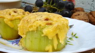 Рецепт Кабачки, фаршированные фаршем и запеченные в духовке