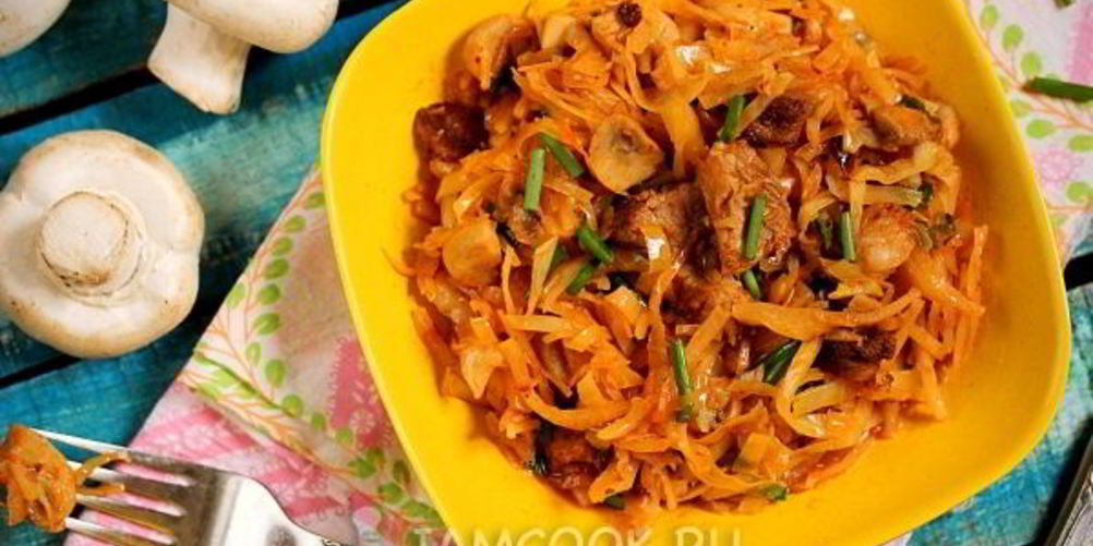 Как приготовить капуста с мясом и грибами в мультиварке