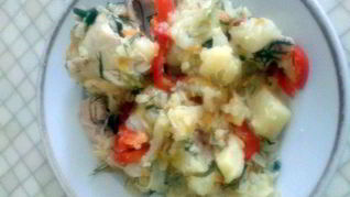 Рецепт Капуста тушенная с картошкой и куриными окорочками в казане