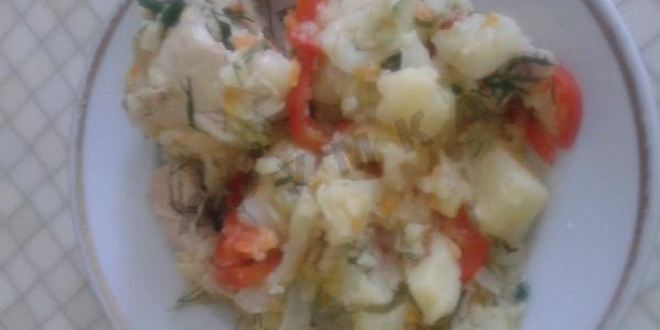 Рецепт капуста тушенная с картошкой и куриными окорочками в казане