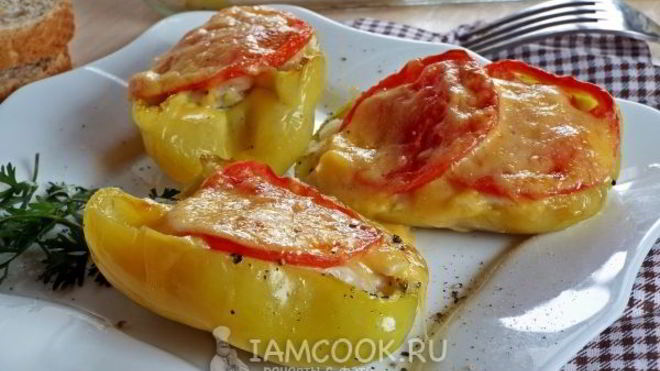 Рецепт Перец с картофелем и курицей, запеченный в духовке