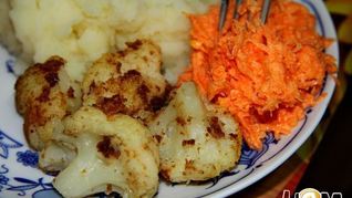 Рецепт Цветная капуста в панировке из отрубей