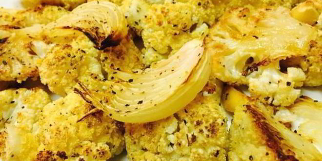 Рецепт цветная капуста, запеченная с луком