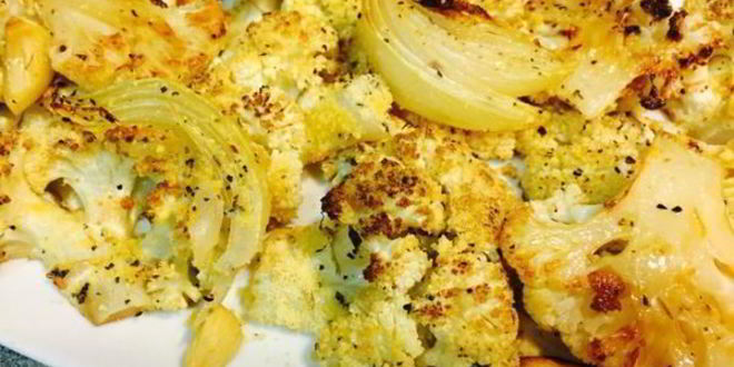 Рецепт цветная капуста, запеченная с луком