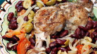 Рецепт Тушеная фасоль с курицей