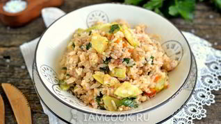 Рецепт Тушеные кабачки с фаршем и рисом