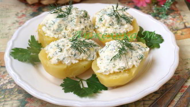 Рецепт Вареный картофель с творогом