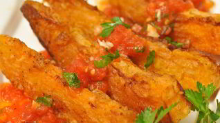 Рецепт Жареные ломтики тыквы с томатным соусом