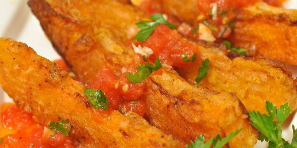 Как приготовить жареные ломтики тыквы с томатным соусом
