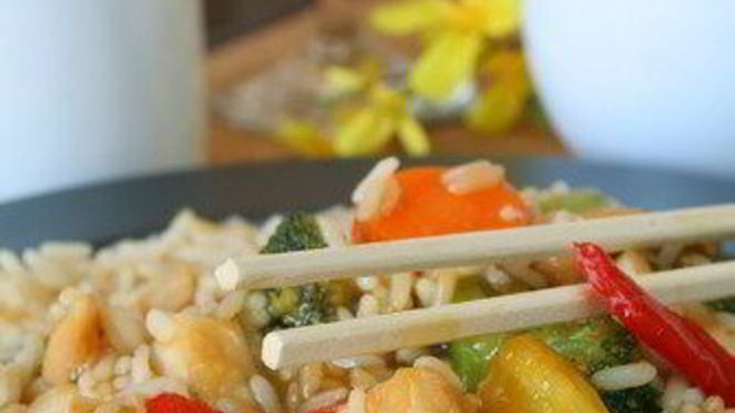 Рецепт Жареные овощи с лимонной травой и базиликом в кокосовом молоке