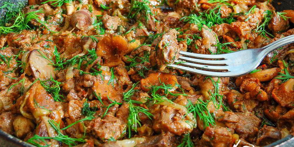 Как приготовить куриная печень с грибами