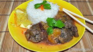 Рецепт Куриная печень с мандаринами