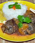 Куриная печень с мандаринами