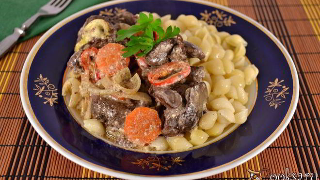 Рецепт Куриная печень с овощами в духовке