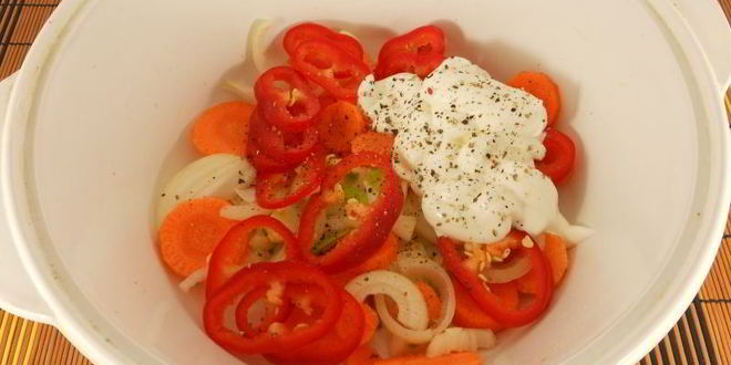 Рецепт куриная печень с овощами в духовке