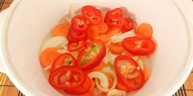 Рецепт куриная печень с овощами в духовке