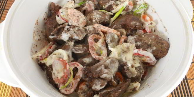 Рецепт куриная печень с овощами в духовке