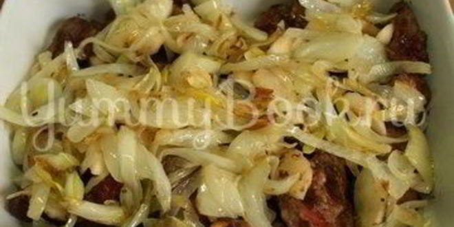 Рецепт куриная печень с яблоками